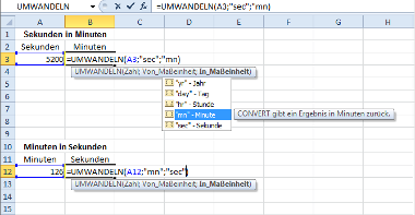 Formel: Sekunden und Minuten in Excel umwandeln