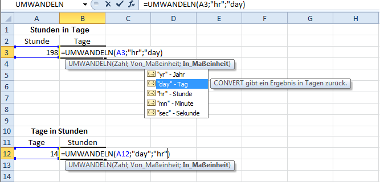 Formel: Stunden und Tage in Excel umwandeln
