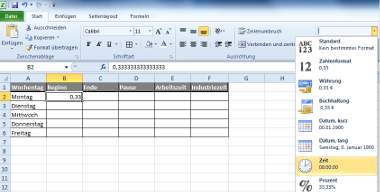 Zeitangaben in Excel als Dezimalzahl formatieren