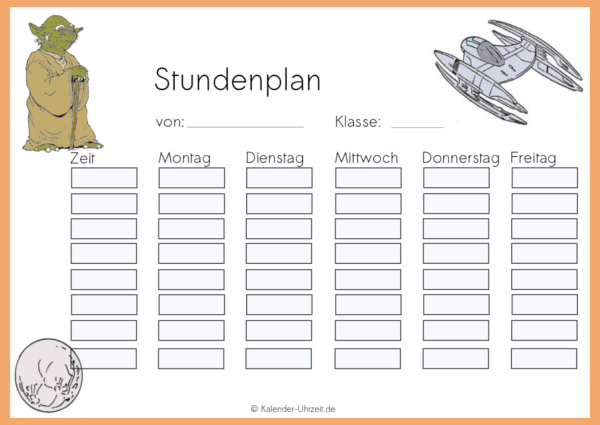 Stundenplan für Jungen "Star Wars"