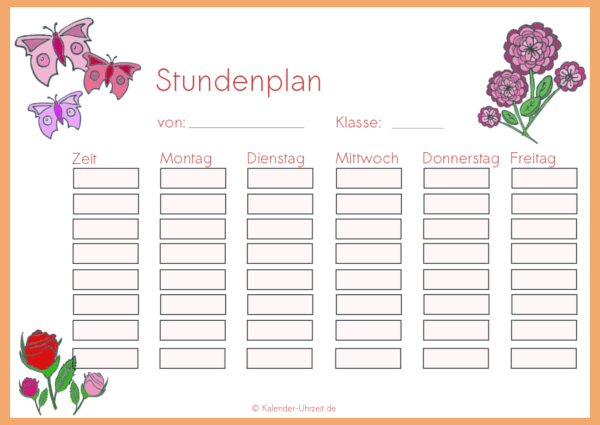 Stundenplan für Mädchen "Natur"