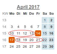Kalenderblatt: April 2017