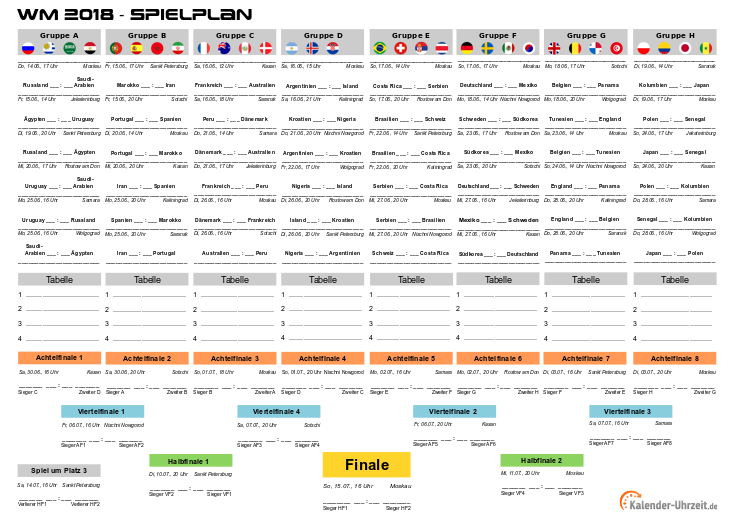 WM 2018 Spielplan