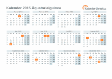 Kalender 2015 Äquatorialguinea mit Feiertagen