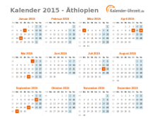 Kalender 2015 Äthiopien mit Feiertagen zum Downloaden und Ausdrucken Kalender 2015 Äthiopien mit Feiertagen