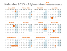 Kalender 2015 Afghanistan mit Feiertagen zum Downloaden und Ausdrucken Kalender 2015 Afghanistan mit Feiertagen