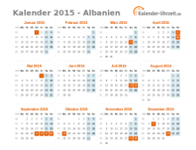 Kalender 2015 Albanien mit Feiertagen zum Downloaden und Ausdrucken Kalender 2015 Albanien mit Feiertagen