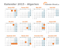 Kalender 2015 Algerien mit Feiertagen