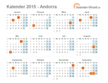 Kalender 2015 Andorra mit Feiertagen