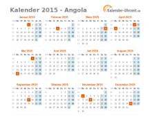Kalender 2015 Angola mit Feiertagen
