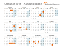 Kalender 2015 Aserbaidschan mit Feiertagen zum Downloaden und Ausdrucken Kalender 2015 Aserbaidschan mit Feiertagen