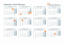 Kalender 2015 Bhutan mit Feiertagen zum Downloaden und Ausdrucken Kalender 2015 Bhutan mit Feiertagen