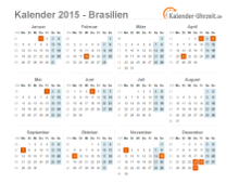 Kalender 2015 Brasilien mit Feiertagen zum Downloaden und Ausdrucken Kalender 2015 Brasilien mit Feiertagen