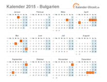 Kalender 2015 Bulgarien mit Feiertagen