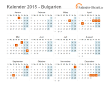 Kalender 2015 Bulgarien mit Feiertagen zum Downloaden und Ausdrucken Kalender 2015 Bulgarien mit Feiertagen