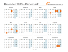 Kalender 2015 Dänemark mit Feiertagen zum Downloaden und Ausdrucken Kalender 2015 Dänemark mit Feiertagen