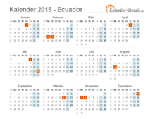 Kalender 2015 Ecuador mit Feiertagen zum Downloaden und Ausdrucken Kalender 2015 Ecuador mit Feiertagen