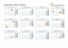 Kalender 2015 Gabun mit Feiertagen