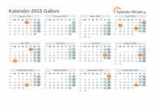 Kalender 2015 Gabun mit Feiertagen zum Downloaden und Ausdrucken Kalender 2015 Gabun mit Feiertagen
