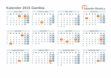 Kalender 2015 Gambia mit Feiertagen