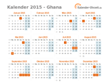 Kalender 2015 Ghana mit Feiertagen