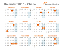 Kalender 2015 Ghana mit Feiertagen zum Downloaden und Ausdrucken Kalender 2015 Ghana mit Feiertagen