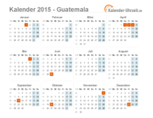 Kalender 2015 Guatemala mit Feiertagen
