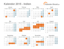 Kalender 2015 Indien mit Feiertagen zum Downloaden und Ausdrucken Kalender 2015 Indien mit Feiertagen