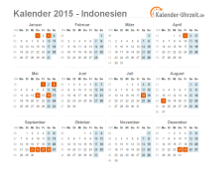 Kalender 2015 Indonesien mit Feiertagen zum Downloaden und Ausdrucken Kalender 2015 Indonesien mit Feiertagen
