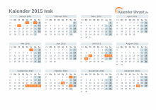 Kalender 2015 Irak mit Feiertagen zum Downloaden und Ausdrucken Kalender 2015 Irak mit Feiertagen