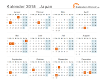 Kalender 2015 Japan mit Feiertagen zum Downloaden und Ausdrucken Kalender 2015 Japan mit Feiertagen