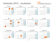 Kalender 2015 Jordanien mit Feiertagen zum Downloaden und Ausdrucken Kalender 2015 Jordanien mit Feiertagen