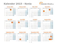 Kalender 2015 Kenia mit Feiertagen