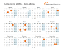 Kalender 2015 Kroatien mit Feiertagen