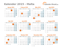 Kalender 2015 Malta mit Feiertagen