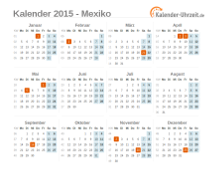 Kalender 2015 Mexiko mit Feiertagen zum Downloaden und Ausdrucken Kalender 2015 Mexiko mit Feiertagen