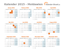 Kalender 2015 Moldawien mit Feiertagen