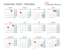 Kalender 2015 Namibia mit Feiertagen zum Downloaden und Ausdrucken Kalender 2015 Namibia mit Feiertagen