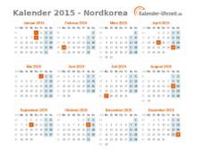 Kalender 2015 Nordkorea mit Feiertagen zum Downloaden und Ausdrucken Kalender 2015 Nordkorea mit Feiertagen