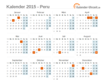 Kalender 2015 Peru mit Feiertagen zum Downloaden und Ausdrucken Kalender 2015 Peru mit Feiertagen