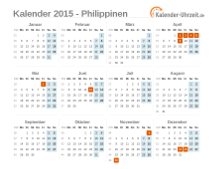 Kalender 2015 Philippinen mit Feiertagen zum Downloaden und Ausdrucken Kalender 2015 Philippinen mit Feiertagen