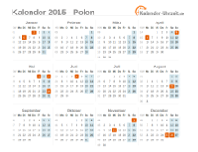 Kalender 2015 Polen mit Feiertagen zum Downloaden und Ausdrucken Kalender 2015 Polen mit Feiertagen