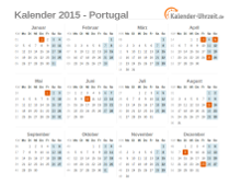 Kalender 2015 Portugal mit Feiertagen zum Downloaden und Ausdrucken Kalender 2015 Portugal mit Feiertagen