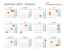 Kalender 2015 Schweiz mit Feiertagen zum Downloaden und Ausdrucken Kalender 2015 Schweiz mit Feiertagen