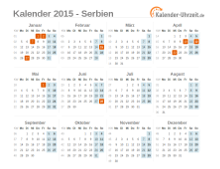 Kalender 2015 Serbien mit Feiertagen