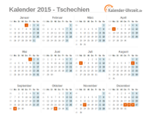 Kalender 2015 Tschechien mit Feiertagen zum Downloaden und Ausdrucken Kalender 2015 Tschechien mit Feiertagen