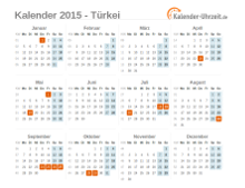 Kalender 2015 Türkei mit Feiertagen