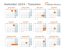 Kalender 2015 Tunesien mit Feiertagen
