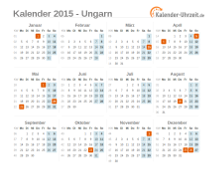 Kalender 2015 Ungarn mit Feiertagen
