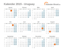 Kalender 2015 Uruguay mit Feiertagen zum Downloaden und Ausdrucken Kalender 2015 Uruguay mit Feiertagen